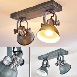 hofstein Plafonnier Gudo Gris, Argenté, 2 lumières