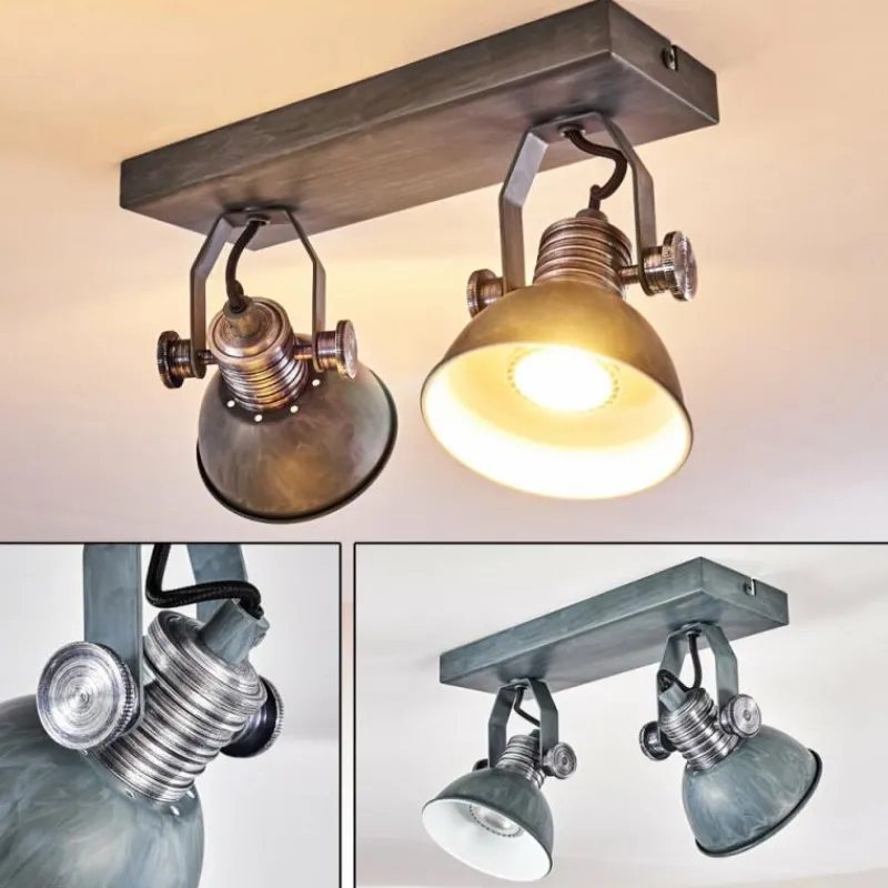 hofstein Plafonnier Gudo Gris, Argenté, 2 lumières