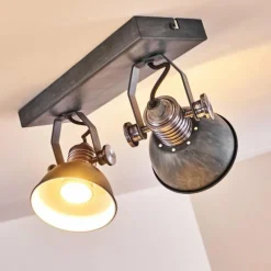 hofstein Plafonnier Gudo Gris, Argenté, 2 lumières