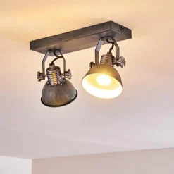 hofstein Plafonnier Gudo Gris, Argenté, 2 lumières