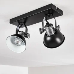 hofstein Plafonnier Gudo Noir, Argenté, 2 lumières