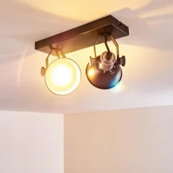 hofstein Plafonnier Gudo Noir, Argenté, 2 lumières