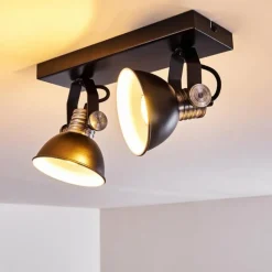 hofstein Plafonnier Gudo Noir, Argenté, 2 lumières