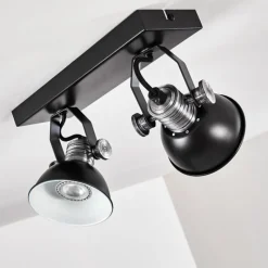 hofstein Plafonnier Gudo Noir, Argenté, 2 lumières