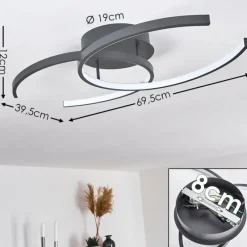 hofstein Plafonnier Guinea LED Anthracite, 2 lumières