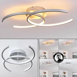 hofstein Plafonnier Guinea LED Titane, 2 lumières