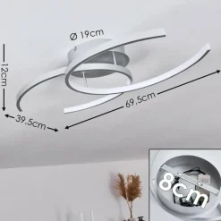 hofstein Plafonnier Guinea LED Titane, 2 lumières