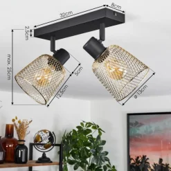 Lampes Industrielles-hofstein Plafonnier Guitton Noir, 2 lumières