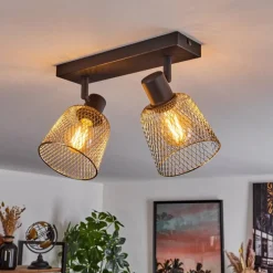 Lampes Industrielles-hofstein Plafonnier Guitton Noir, 2 lumières