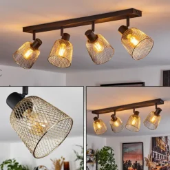 Lampes Vintages & Rétros-hofstein Plafonnier Guitton Noir, 4 lumières