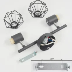 Lampes Vintages & Rétros-hofstein Plafonnier Gullspang Anthracite, 2 lumières