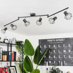 Lampes Vintages & Rétros-hofstein Plafonnier Gullspang Anthracite, 6 lumières