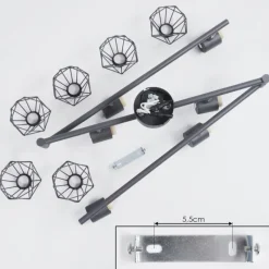 Lampes Vintages & Rétros-hofstein Plafonnier Gullspang Anthracite, 6 lumières