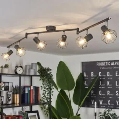 Lampes Vintages & Rétros-hofstein Plafonnier Gullspang Anthracite, 6 lumières