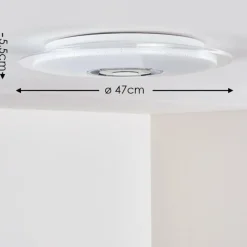 hofstein Plafonnier Haderup LED Chrome, Blanc, 1 lumière, Télécommandes, Changeur de couleurs