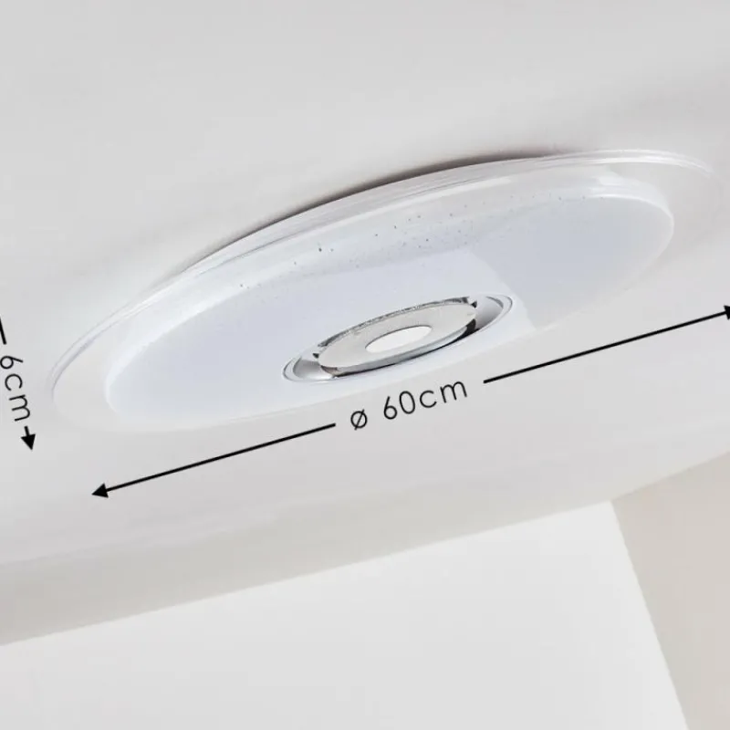 hofstein Plafonnier Haderup LED Chrome, Blanc, 1 lumière, Télécommandes