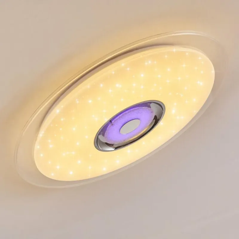 hofstein Plafonnier Haderup LED Chrome, Blanc, 1 lumière, Télécommandes