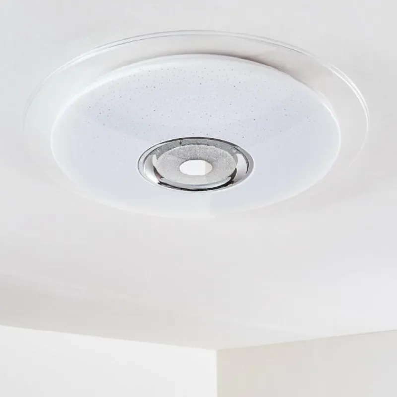 hofstein Plafonnier Haderup LED Chrome, Blanc, 1 lumière, Télécommandes