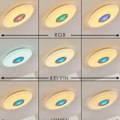 hofstein Plafonnier Haderup LED Chrome, Blanc, 1 lumière, Télécommandes