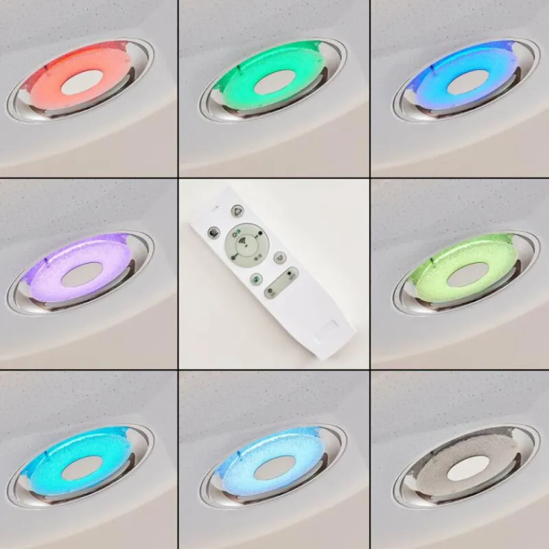 hofstein Plafonnier Haderup LED Chrome, Blanc, 1 lumière, Télécommandes