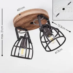 Lampes Industrielles-hofstein Plafonnier Haervej Bois foncé, Noir, 2 lumières