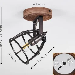 Lampes Industrielles-hofstein Plafonnier Haervej Bois foncé, Noir, 1 lumière