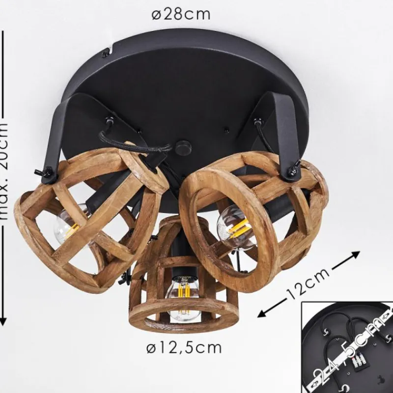 Luminaires Rustiques-hofstein Plafonnier Haervej Wood Bois clair, Noir, 3 lumières