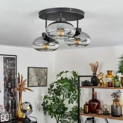 hofstein Plafonnier Haikala Clair, Fumé, 3 lumières