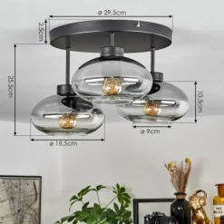 hofstein Plafonnier Haikala Clair, Fumé, 3 lumières