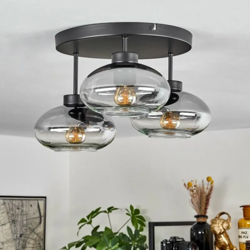 hofstein Plafonnier Haikala Clair, Fumé, 3 lumières
