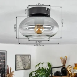 hofstein Plafonnier Haikala Clair, Fumé, 1 lumière