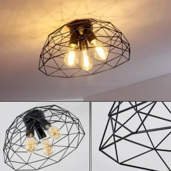 Lampes Vintages & Rétros-hofstein Plafonnier Hajom Noir, 3 lumières