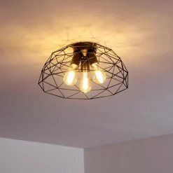 Lampes Vintages & Rétros-hofstein Plafonnier Hajom Noir, 3 lumières