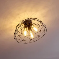 Lampes Vintages & Rétros-hofstein Plafonnier Hajom Noir, 3 lumières