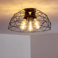 Lampes Vintages & Rétros-hofstein Plafonnier Hajom Noir, 3 lumières