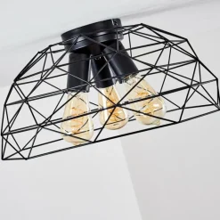 Lampes Vintages & Rétros-hofstein Plafonnier Hajom Noir, 3 lumières