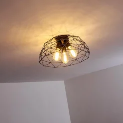 Lampes Vintages & Rétros-hofstein Plafonnier Hajom Noir, 3 lumières