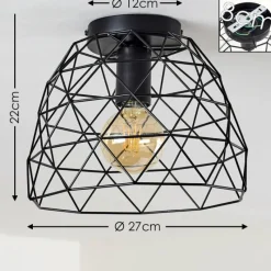 Lampes Vintages & Rétros-hofstein Plafonnier Hajom Noir, 1 lumière