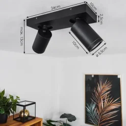 hofstein Plafonnier Hakamken LED Noir, 2 lumières