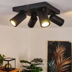 hofstein Plafonnier Hakamken LED Noir, 4 lumières