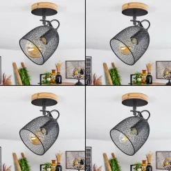 Lampes Vintages & Rétros-hofstein Plafonnier Hakvaag Bois foncé, Noir, 1 lumière