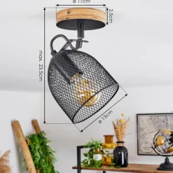 Lampes Vintages & Rétros-hofstein Plafonnier Hakvaag Bois foncé, Noir, 1 lumière