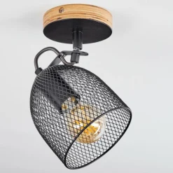 Lampes Vintages & Rétros-hofstein Plafonnier Hakvaag Bois foncé, Noir, 1 lumière