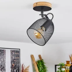 Lampes Vintages & Rétros-hofstein Plafonnier Hakvaag Bois foncé, Noir, 1 lumière