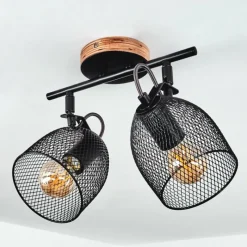 Lampes Vintages & Rétros-hofstein Plafonnier Hakvaag Bois foncé, Noir, 2 lumières