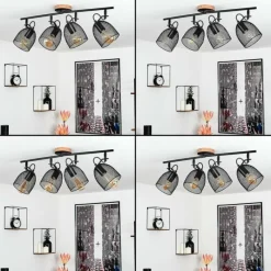 Lampes Vintages & Rétros-hofstein Plafonnier Hakvaag Brun, Noir, 4 lumières