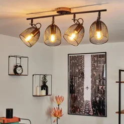 Lampes Vintages & Rétros-hofstein Plafonnier Hakvaag Brun, Noir, 4 lumières