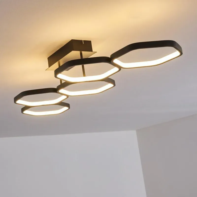 hofstein Plafonnier Halmstad LED Noir, 1 lumière