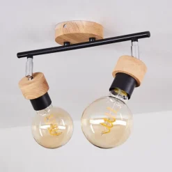 Lampes Vintages & Rétros-hofstein Plafonnier Harran Brun, Chrome, Noir, 2 lumières