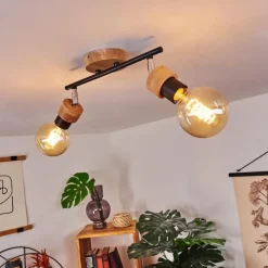 Lampes Vintages & Rétros-hofstein Plafonnier Harran Brun, Chrome, Noir, 2 lumières